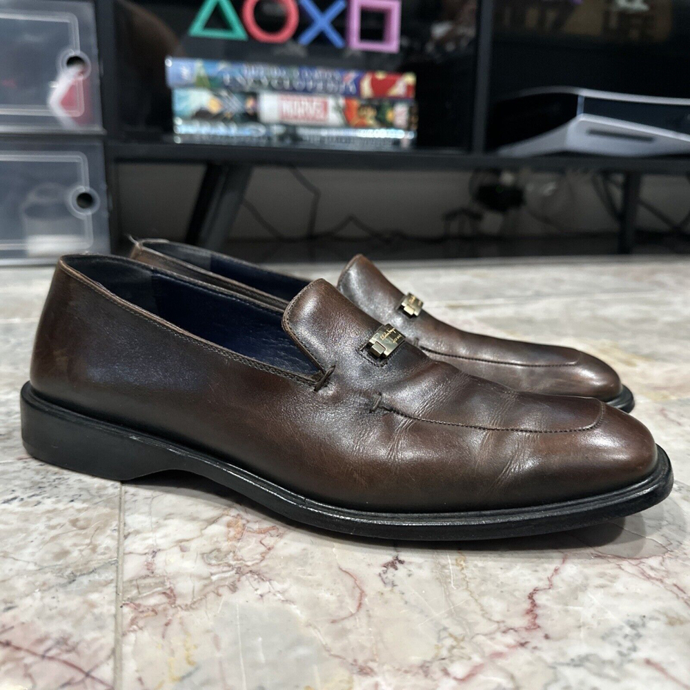 Salvador Ferragamo Men’s Size 8D Leather  Logo Bit Brown Slip On Loafer